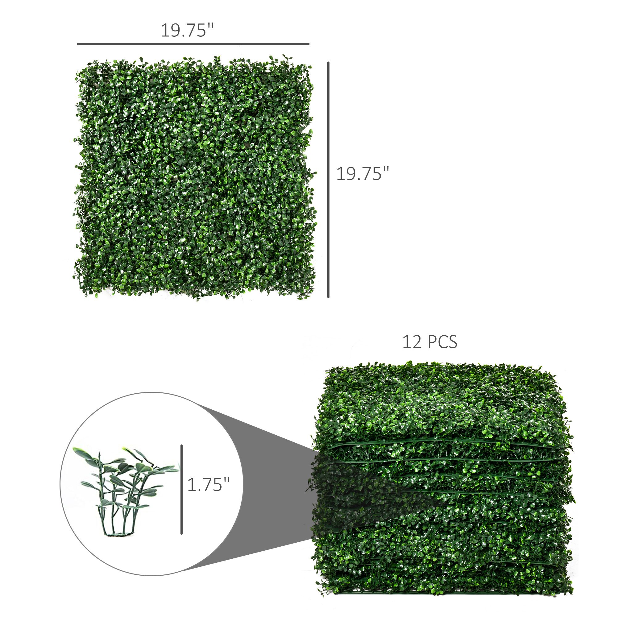 12PCs Grass Wall Panels, 20" x 20" Artificial Grass Wall Decor, Greenery Backdrop Panels Wall for Outdoor, Indoor, Garden, Fence, Backyard, Light Green - Image 1