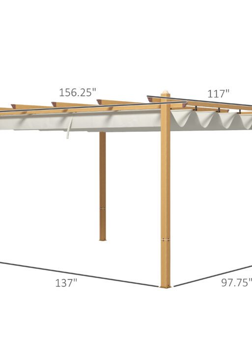 10' x 13' Retractable Pergola Canopy, Aluminum Pergola Sun Shade Shelter for Garden, Patio, Backyard, Deck, Cream
