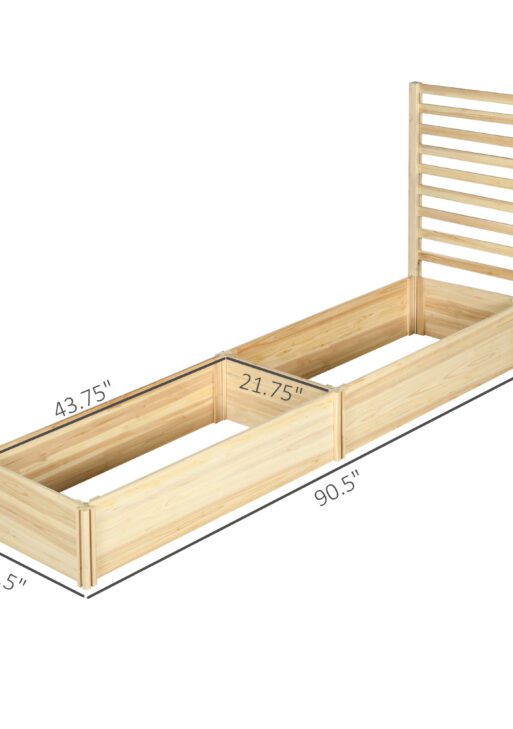 Wood Planter Box with Trellis for Climbing Plants, Raised Garden Bed for Outdoor Flowers Herbs, 91"x24"x43", Natural