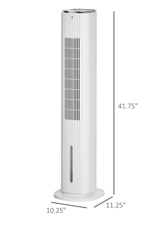 42" 3-In-1 Evaporative Air Cooler with Water Tank, Ice Cooling Fan with Humidifier, 52° Oscillating Portable Swamp Cooler for Home Office, 3 Modes, 3 Speeds, 12H Timer, Remote, White