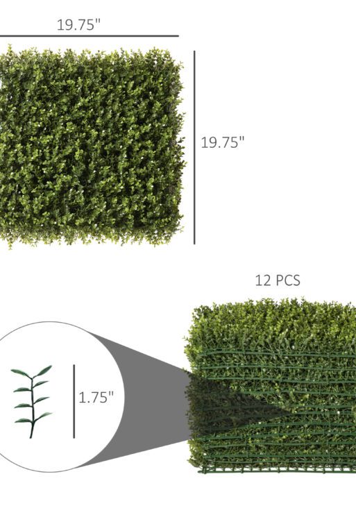 12PCs Grass Wall Panels, 20" x 20" Artificial Grass Wall Decor, Greenery Backdrop Panels Wall for Outdoor, Indoor, Garden, Fence, Backyard, Green