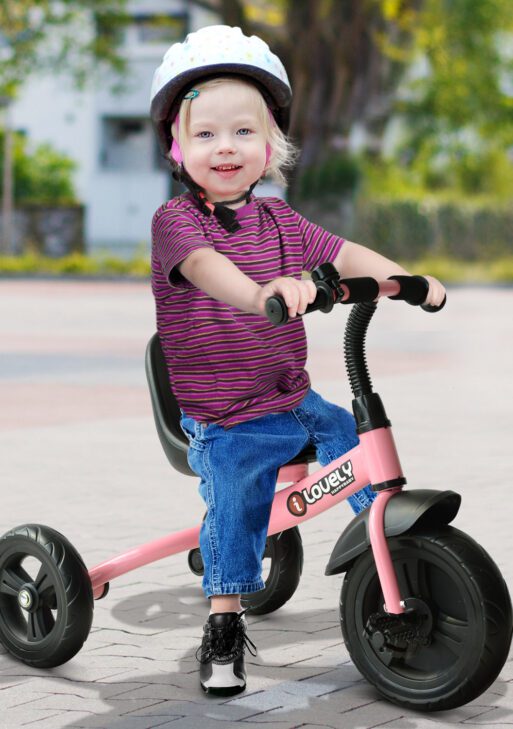 3-Wheel Recreation Ride-On Toddler Bike with Bell for Children Indoor / Outdoor, Pink