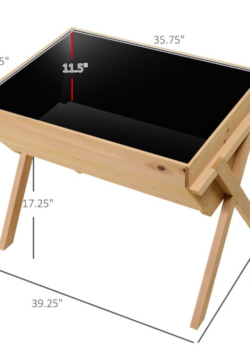 39'' x 28'' Raised Garden Bed with Legs, Elevated Wooden Planter Box with Bed Liner for Vegetables Flowers Herbs Backyard Patio Balcony