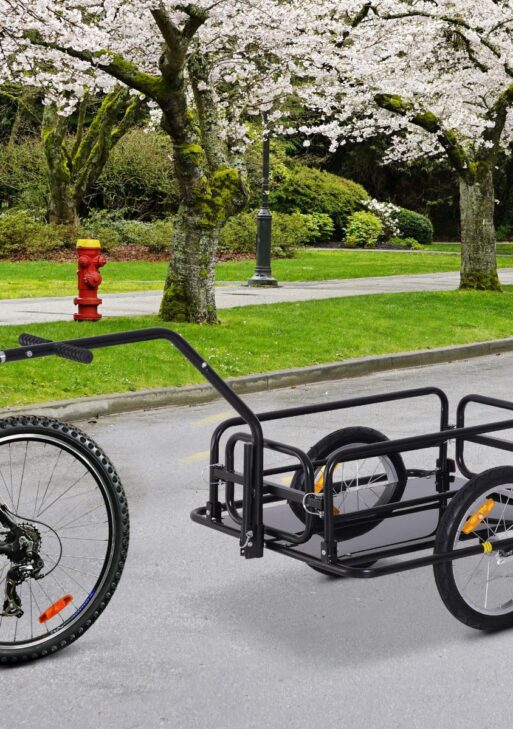 Folding Bicycle Bike Cargo Storage Cart and Luggage Trailer with Hitch - Black