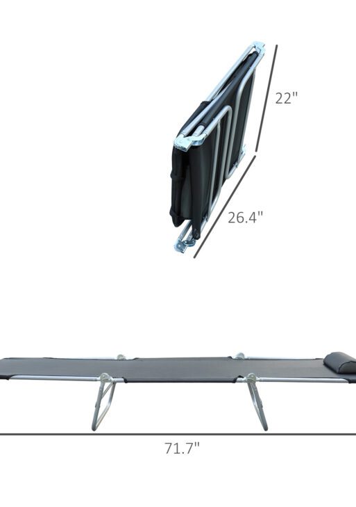 Folding Chaise Lounge Pool Chairs, Outdoor Sun Tanning Chairs with Pillow, Reclining Back, Steel Frame & Breathable Mesh for Beach, Yard, Patio, Black