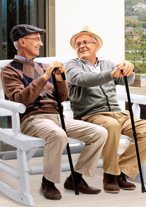 2-Person Wood Rocking Chair with Log Design, Heavy Duty Loveseat with Wide Curved Seats for Patio, Backyard, Garden, White