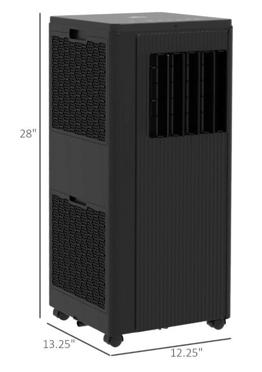 8000 BTU Smart WiFi Enabled Portable Air Conditioner for Rooms Up to 215 Sq. Ft., 3-in-1 Moible AC Unit with Dehumidifier, Fan, Sleep, App & Remote, 24H Timer, Window Installation Kit, Black