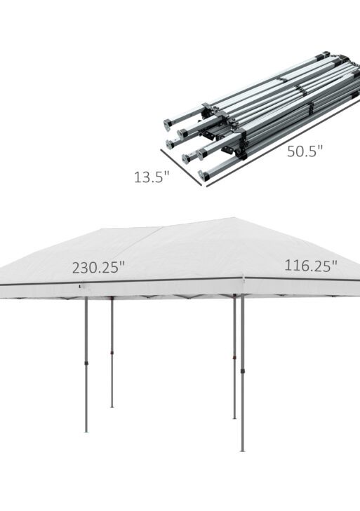 10' x 19' Pop Up Canopy with Easy Up Steel Frame, 3-Level Adjustable Height and Carrying Bag, Sun Shade Event Party Tent for Patio, Backyard, Garden, Off-White
