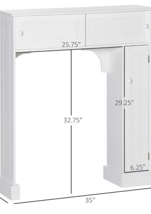 Over The Toilet Bathroom Cabinet, Freestanding Bathroom Storage Organizer with Adjustable Shelves, Toilet Rack, White