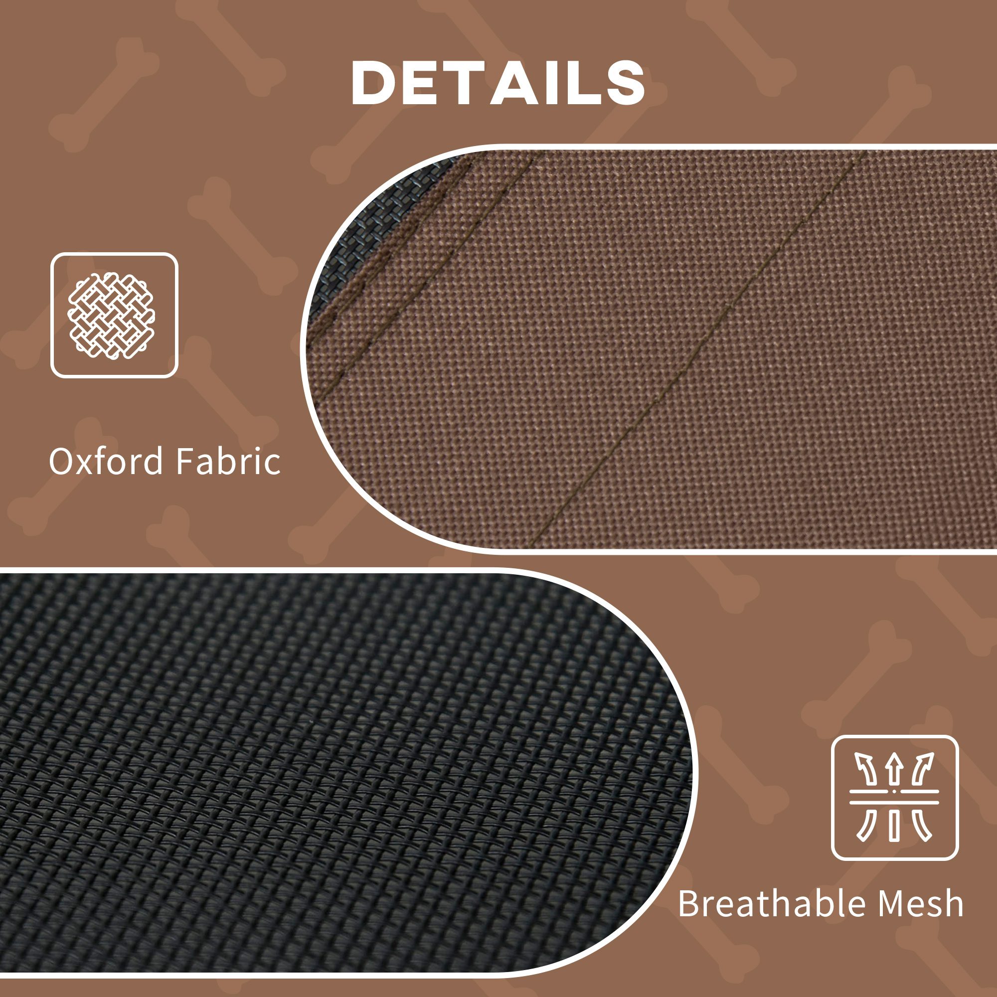 48" x 36" Elevated Portable Dog Cot Cooling Pet Bed with UV Protection Canopy Shade, Coffee - Image 3