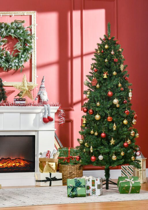 6' Artificial Christmas Tree, Unlit Xmas Tree with Realistic Branch Tips for Indoor, Home, Holiday, Green
