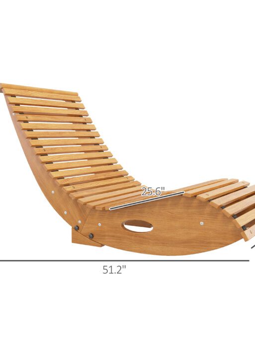 Outdoor Rocking Chair w/ Slatted Seat, Wooden Rocking Chair, 51.25" x 23.5" x 23.5", Teak