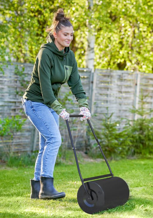 38L Heavy Duty Push/Tow Poly Lawn Roller, U-handle Garden Roller Filled with Water or Sand