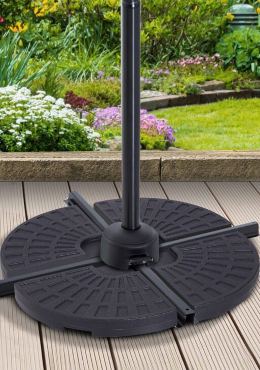 Large 4 Piece Round Fillable Weighted Offset Market Patio Umbrella Base