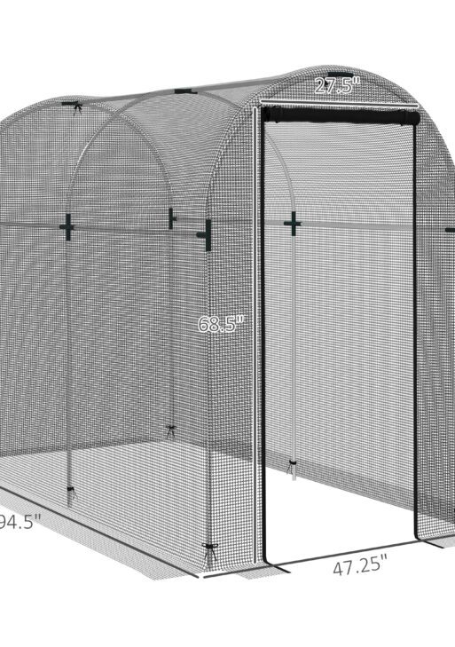Galvanized Steel Crop Cage, Plant Protection Tent with Zippered Door, 4' x 8', Black