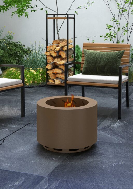 Smokeless Fire Pit, Portable Camping Bonfire Stove with Poker for Backyard Patio Picnic, Steel, Bronze