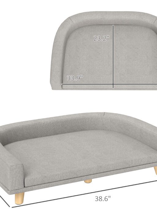 Dog Sofa Couch Bed with Washable Cushion for Large Dogs, Cats, Gray
