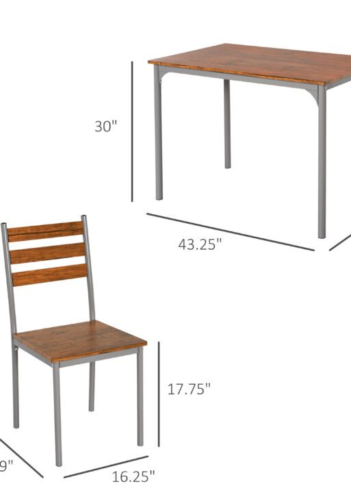 Modern Dining Table Set for 4, 5-Piece Kitchen Table Set, Rectangular Dining Table and 4 Chairs for Small Space, Dinette, Breakfast Nook, Brown