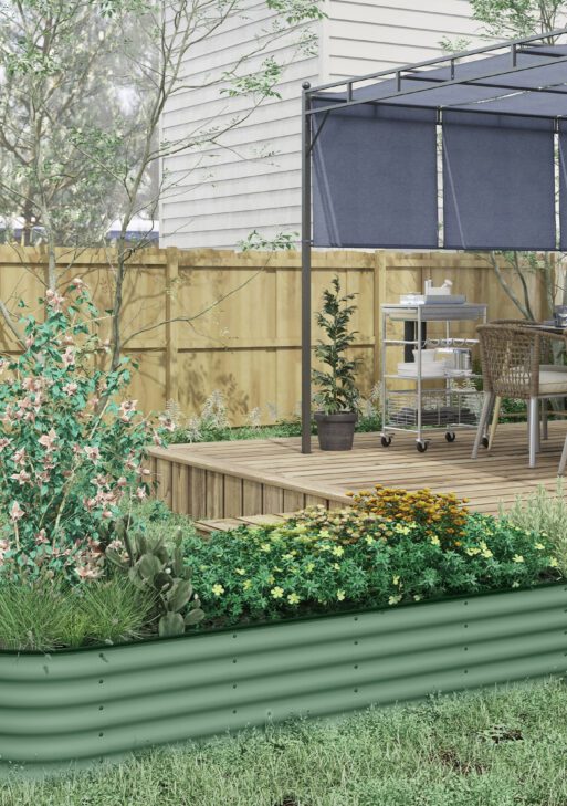 7.9' x 2' x 1.4' Galvanized Raised Garden Bed Kit, Metal Planter Box with Safety Edging, Green