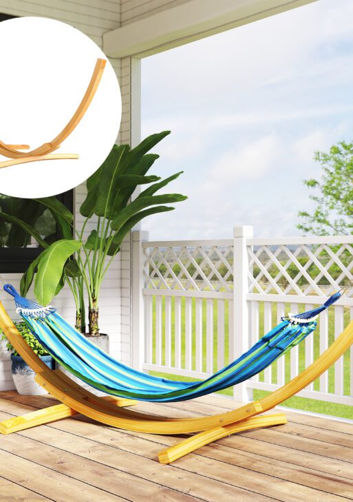 10.6' Wooden Hammock Stand Only, Universal Hammock Frame for Single Bed, Garden Picnic Camp Accessories, 264lbs, Natural
