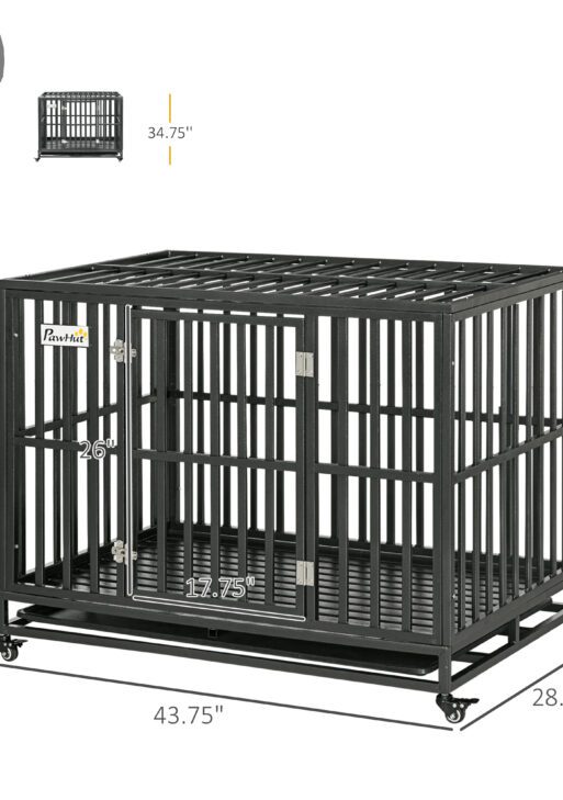 44'' Strong Pet Dog Crate Mobility Cage w/ Playpen Metal & Removeable Tray