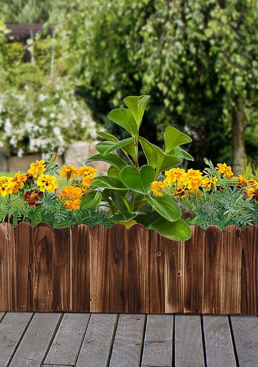 40" x 16" x 12" Raised Planter Box Garden Scalloped Edge Wooden