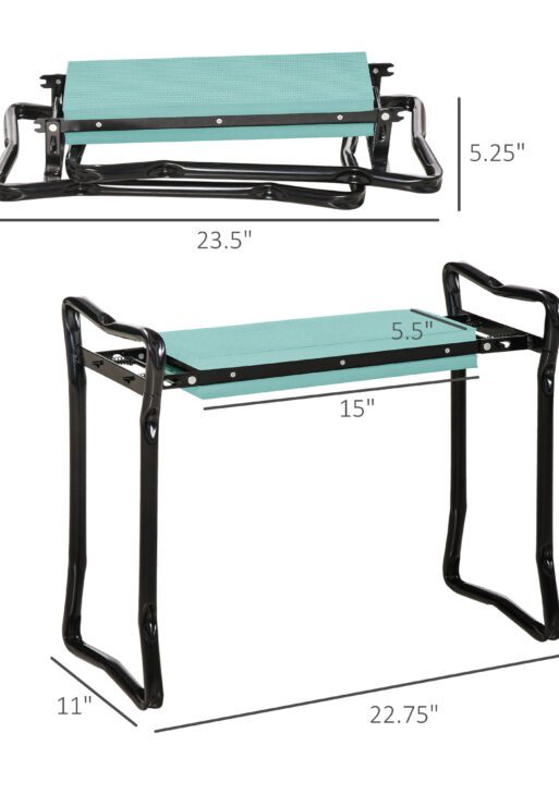 Padded Garden Kneeler and Seat Bench, Padded Foldable Garden Stool, Green