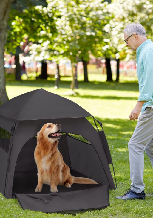 Pop Up Dog Tent for Extra Large and Large Dogs with Carry Bag, for Beach, Backyard, Home, Dark Gray