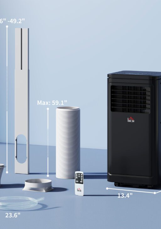 8,000 BTU Portable Air Conditioner Fan w/ Remote for Rooms Up to 344 Sq. Ft., Evaporative Cooler AC Unit Black