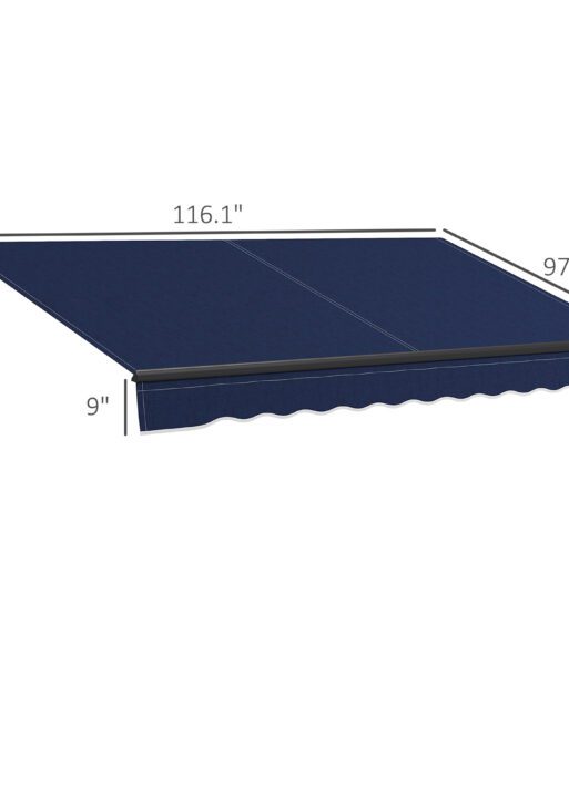 10' x 8' Retractable Awning, 280gsm UV Resistant Sunshade Shelter for Deck, Balcony, Yard, Blue