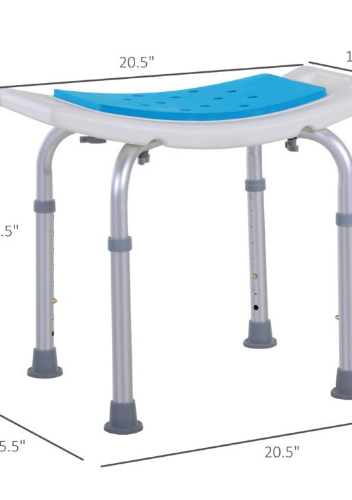 Adjustable Aluminum Bath Stool Spa Shower Chair Non-Slip w/ Shower Hole