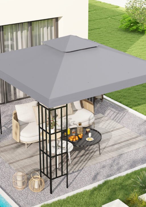 Gazebo Replacement Canopy for Model 01 -0153, 2-Tier Top Cover for 9.84' x 9.84' Gazebo, Gray (TOP ONLY)
