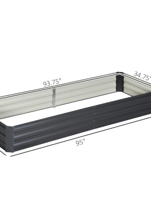 95" x 36" x 12" Galvanized Raised Garden Bed, Easy DIY and Cleaning for Growing Flowers, Herbs, Succulents, Gray