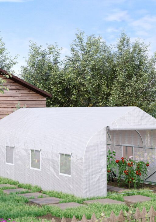 20x10x7ft Walk-in Outdoor Tunnel Greenhouse Portable Backyard Plant Growth Shed Warm House - White