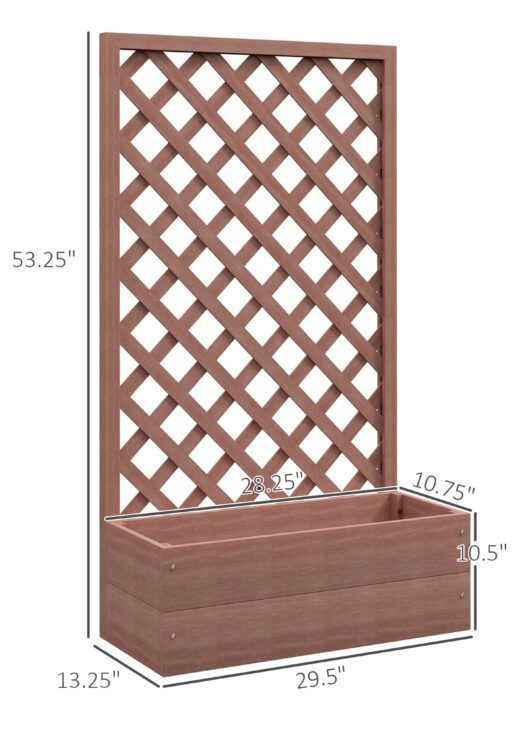 Trellis Planter Box for Climbing Plants, Raised Garden Bed w/ Trellis Lattice for Outdoor Garden, Backyard, Brown