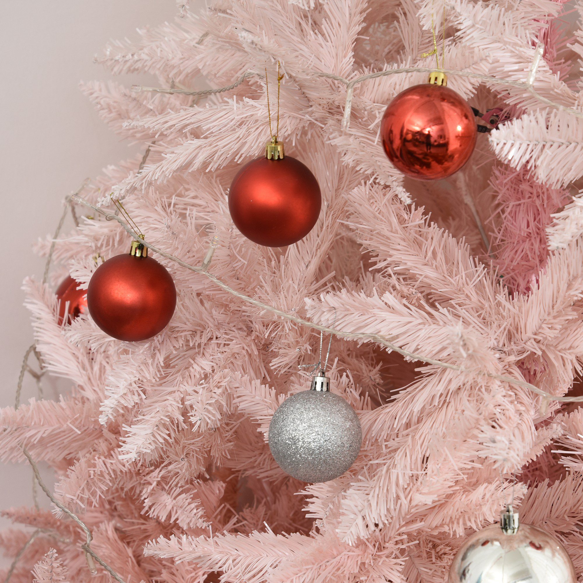 6ft Unlit Spruce Artificial Christmas Tree with Realistic Branches and 800 Tips, Pink - Image 6