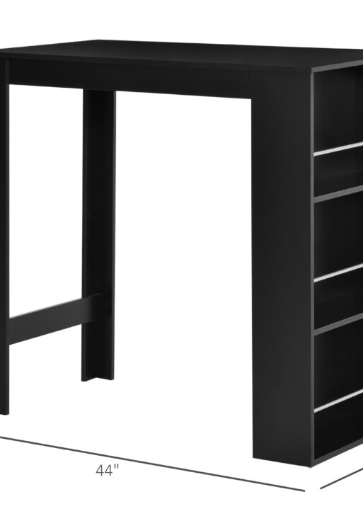 Modern Bar Table Counter Height Dining Table with 3 Storage Shelves for Kitchen, Dining Room, Living Room, Black
