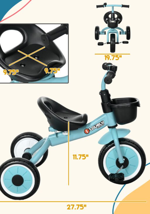 Tricycle for Kids Age 2-5, Toddler Bike for Children, Blue