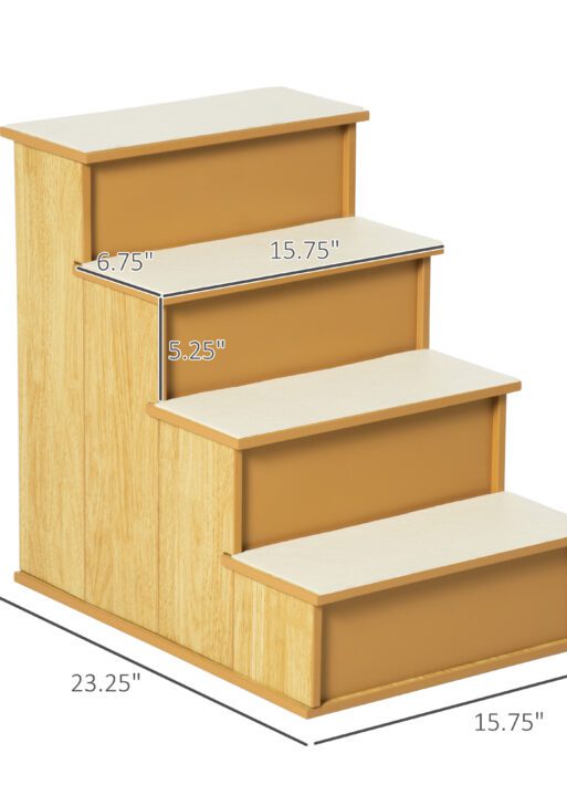 Pet Stairs, Small Pet Steps with Cushioned Removable Covering for Dogs and Cats Up To 22 lbs, Natural