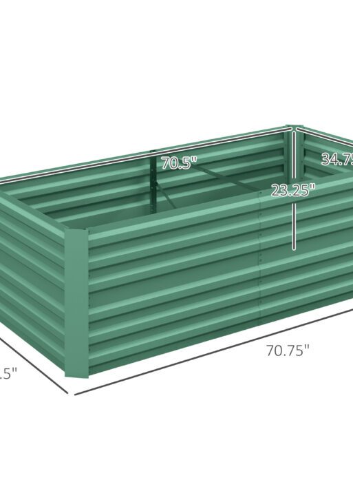 Galvanized Raised Garden Bed, Steel Outdoor Planters with Reinforced Rods, 71" x 36" x 23", Light Green
