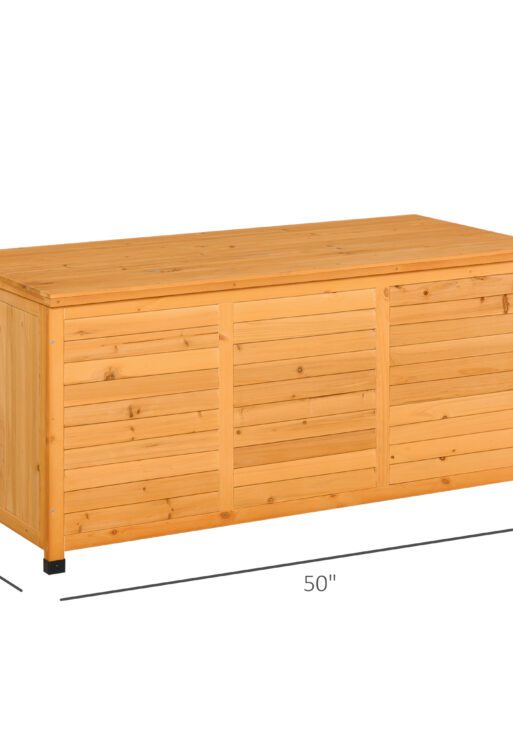 75 Gallon Wooden Deck Box, Outdoor Storage Container with Aerating Gap & Weather-Fighting Finish, Yellow