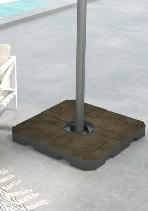 Offset Umbrella Base Weight Set, Fillable Outdoor Umbrella Weights, 175 lb. with Water or 230 lb. with Sand, Brown