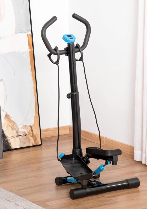 Twist Stepper Machine with Resistance Bands, Adjustable Workout Fitness Equipment with Handle Bar and LCD Display for Home Gym Exercise