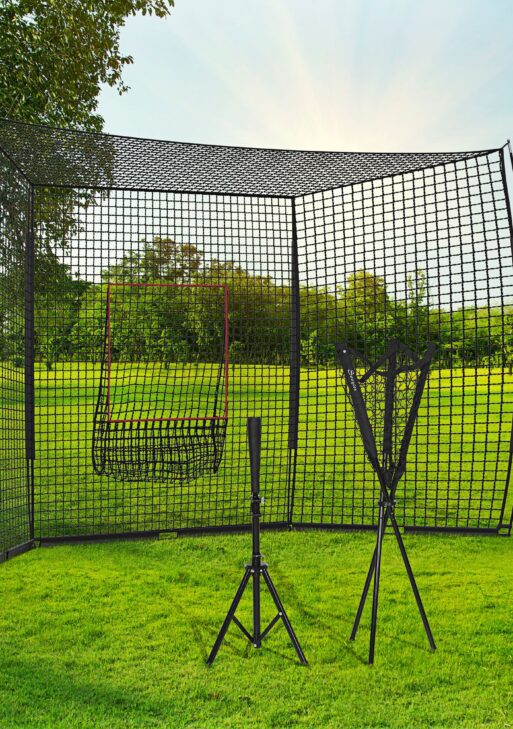 Softball and Baseball Net with Strike Zone, Tee, Caddy, and Portable Carry Bag for Pitching and Hitting Training