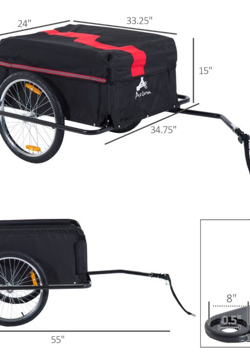 Steel Frame Bicycle Bike Cargo Trailer Luggage Cart Carrier For Shopping - Red