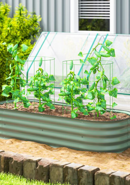 4.9' x 2' x 1' Galvanized Raised Garden Bed Kit, Metal Planter Box with Safety Edging, Green