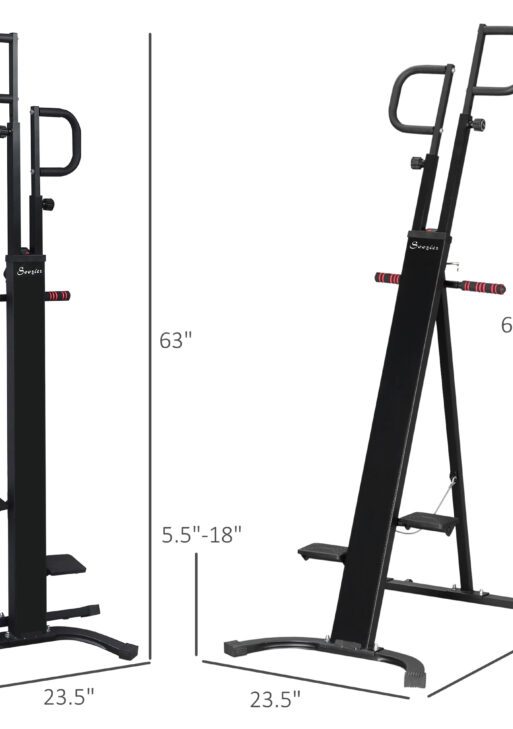 Folding Vertical Climber Exercise Machine, Height Adjustable Climbing Machine, Stair Stepper with LCD Monitor and Transport Wheels for Full Body Workout