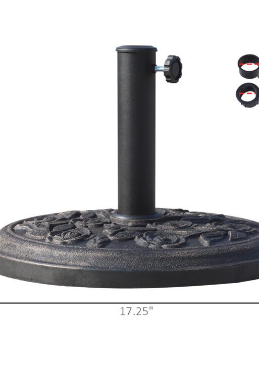 26lbs Heavy Duty Umbrella Base, 17" Umbrella Stand Outdoor Base with Decorative Pattern, for Patio, Outdoor, Swimming Pool, Bronze