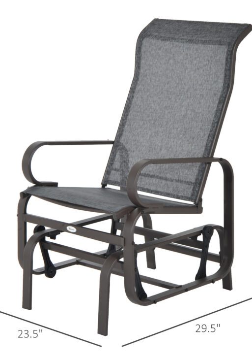 Outdoor Patio Glider Rocker, Metal High-Back Chair for Outdoor Use - Gray