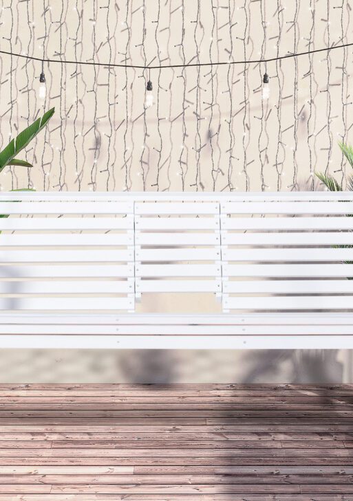 3-Seater Wooden Porch Swing, Patio Swing Bench with Folding Coffee Table, Cup Holders and Chains Included, 440lbs Weight Capacity, White